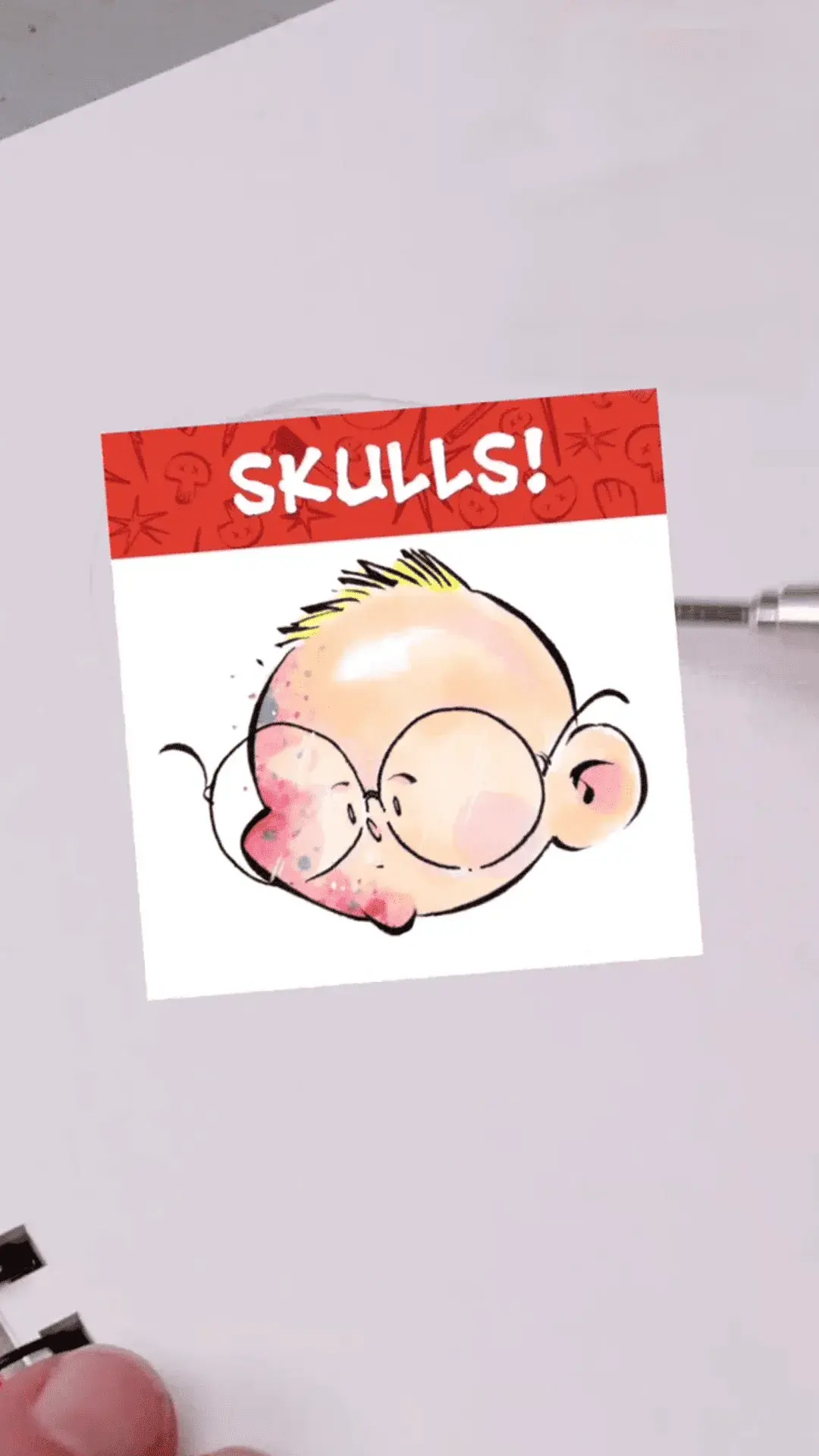 Image of a baby's head drawn in a cartoonish style.